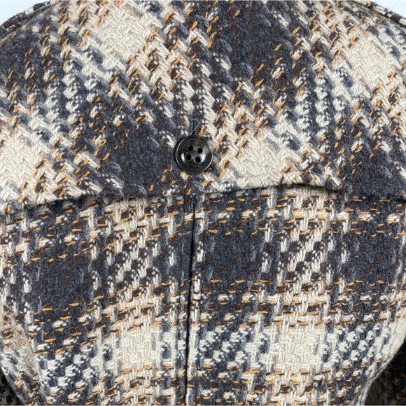 Dkny Women's Gray and Beige Plaid Double Breasted Peacoat Jacket Size 8 - Picture 10 of 14